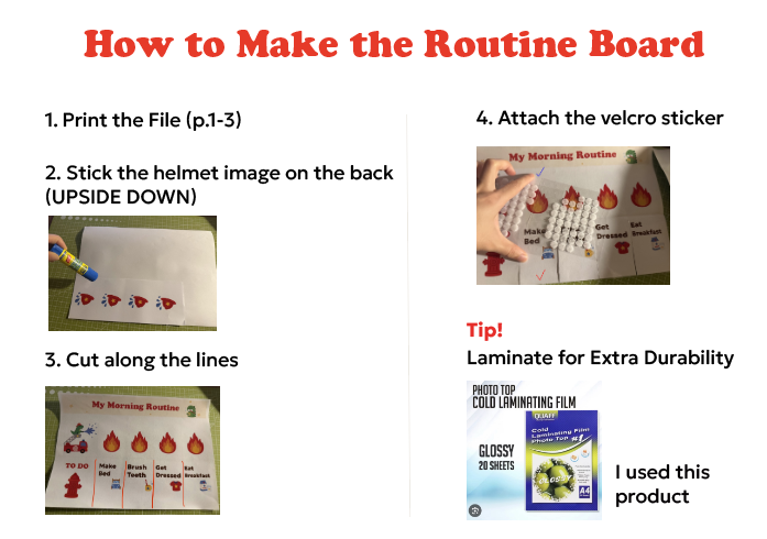 🎁FREE Fire Truck Daily Routine Board for Toddler🎁